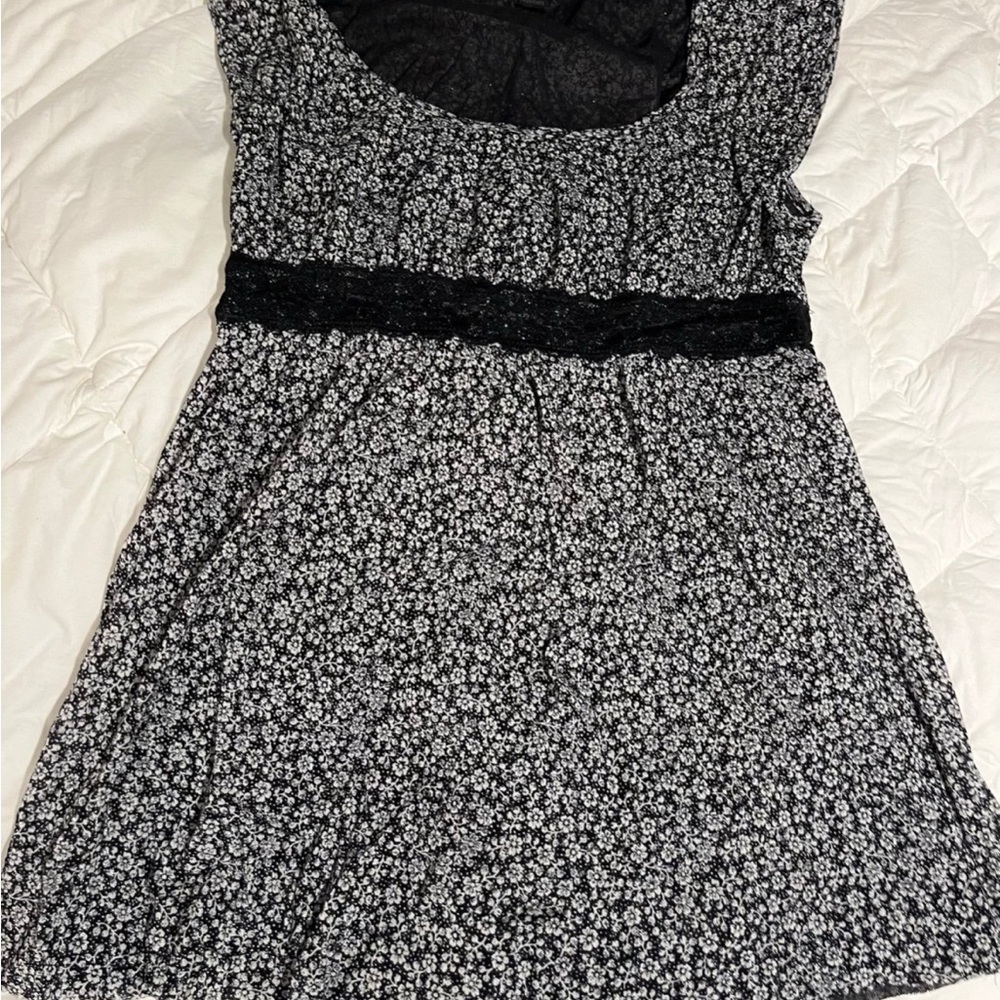 Express Dark Blue Lace Pattern Top